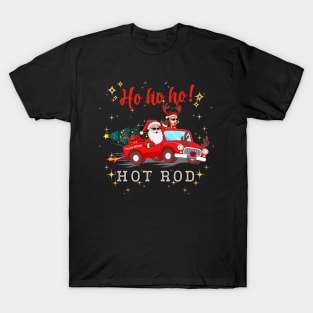 Ho Ho Ho Hot Rod Christmas Santa Reindeer Racing Truck T-Shirt